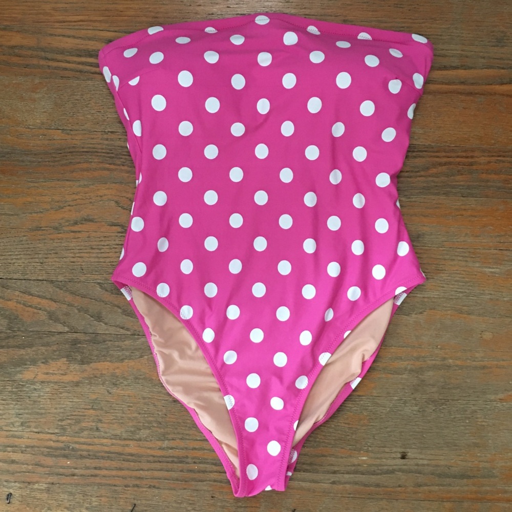 JCrew Pink/White Polka Dot Bathing Suit